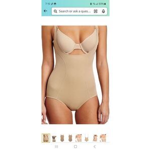 New Large Maidenform Open Bust Body Briefer Bodysuit Shapewear Shaper Body Beige